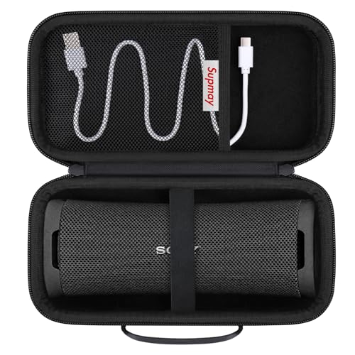 Supmay Harte Tragetasche für Sony ULT Field 1 Wireless Ultra Portable Bluetooth Kompakt-Lautsprecher Wireless Portable Lautsprecher Schutzhülle mit Netztasche für Ladekabel Schwarz von Supmay