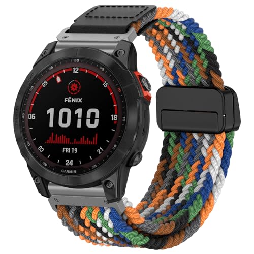 Nylon Armband Kompatibel mit Garmin Fenix 7/7 Pro/6/6 Pro/5/5 Plus, 22mm Geflochtenes Elastisch Ersatzarmband für Forerunner 965/955/945/Instinct/Instinct 2/Epix 2 (Tarnfarben) von Supore