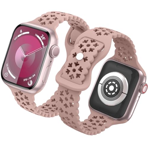 Supore Armband Kompatibel mit Apple Watch Armband 41mm 40mm 38mm Damen, Skelett Schneeflocke Geformte Silikon Armband für iWatch SE Series 9 8 7 6 5 4 3 2 1 von Supore