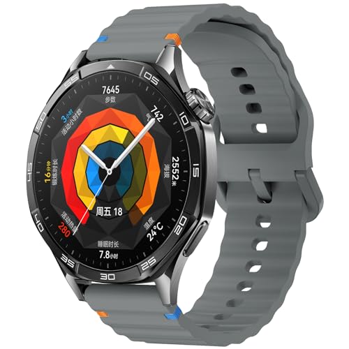 Supore Armband für Huawei Watch GT 5 Pro 46mm/GT 5 46mm Armbänder, 22mm Silikon Ersatzband für Huawei Watch GT3/GT3 Pro 46mm/GT 4 46mm/GT2/GT2 Pro/GT2e/GT Runner, für Amazfit GTR 4/GTR 2 (Grau) Supore Armband für Huawei Watch GT 5 Pro 46mm/GT 5 46mm Armbänder, 22mm Silikon Ersatzband für Huawei Watch GT3/GT3 Pro 46mm/GT 4 46mm/GT2/GT2 Pro/GT2e/GT Runner, für Amazfit GTR 4/GTR 2 (Grau) von Supore