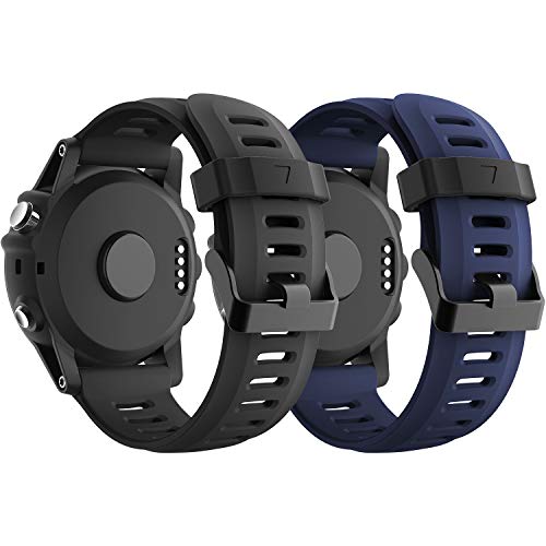 Supore Garmin Fenix 3 Sportuhr Armband Silikon Sportarmband Uhr Armband Ersatzarmband mit Werkzeug für Garmin Fenix 3 / Fenix 3 HR GPS Smartuhr (schwarz + Nachtblau) von Supore