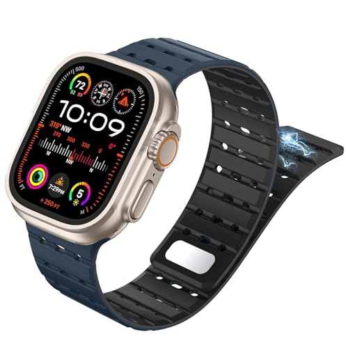 Supore Magnetarmband für Apple Watch Ultra 2, 49mm 46mm 45mm 44mm 42mm Starke Atmungsaktives Silikon Sport Ersatzband Kompatibel mit Apple Watch Ultra SE Series 10 9 8 7 6 5 4 3 2 1 von Supore