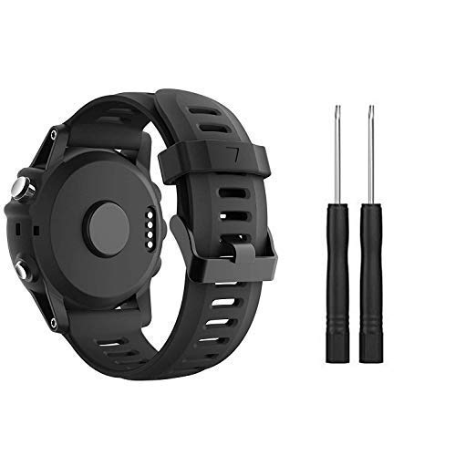 Supore Uhrenarmband für Garmin Fenix 3 / Fenix 3 HR, weiches Silikon, atmungsaktiv, schönes Ersatzarmband für Smart Watch, in mehreren Farben erhältlich, Schwarz von Supore