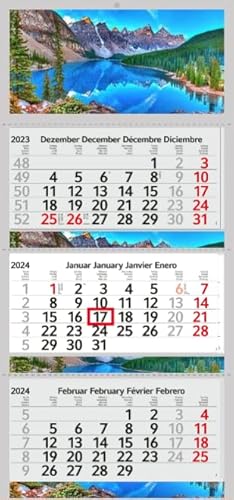 XXL 3 Monatskalender 2024 Berge See Kanada mit 3/4 Monate Foto Kalender Gebirge Alpen Motiv Wandkalender ohne Werbung Fotokalender Bürokalender Motivkalender Mehrblockkalender (3 Monatskalender P) von Supply24 since 2004