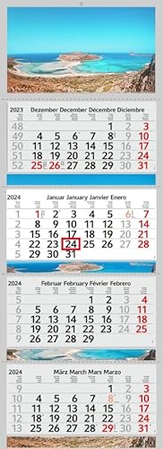 XXL 4 Monatskalender 2024 Balos Beach mit 3/4 Monate Motiv Kalender Foto Strand Meer Wandkalender Mittelmeer ohne Werbung Fotokalender Bürokalender Motivkalender Mehrblockkalender (4 Monatskalender) von Supply24 since 2004