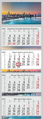 XXL 4 Monatskalender 2024 Chicago USA mit 3/4 Monate Foto Kalender Stadt Motiv Großstadt Wandkalender ohne Werbung Fotokalender Bürokalender Motivkalender Mehrblockkalender (4 Monatskalender) von Supply24 since 2004