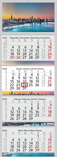 XXL 4 Monatskalender 2024 Chicago USA mit 3/4 Monate Foto Kalender Stadt Motiv Großstadt Wandkalender ohne Werbung Fotokalender Bürokalender Motivkalender Mehrblockkalender (4 Monatskalender) von Supply24 since 2004