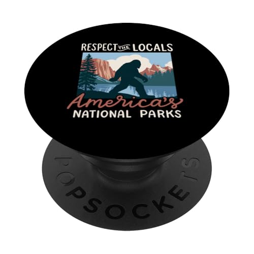 Respektiere die Einheimischen Amerikas Nationalparks Retro Bigfoot PopSockets Klebender PopGrip von Support USA National Parks Conservation Apparel