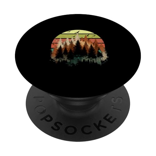 Retro Wald Bäume Wandern Camping Wanderer Männer Frauen Kinder PopSockets Klebender PopGrip Retro Wald Bäume Wandern Camping Wanderer Männer Frauen Kinder PopSockets Klebender PopGrip von Support USA National Parks Conservation Apparel