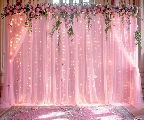 Suppromo Fotohintergrund aus Tüll, 6 x 3 m, mit Lichterkette, für Babyparty, durchsichtig, für Geburtstagsparty, Hochzeit, Fotokabine, Fotografie, Hintergrunddekorationen Suppromo Fotohintergrund aus Tüll, 6 x 3 m, mit Lichterkette, für Babyparty, durchsichtig, für Geburtstagsparty, Hochzeit, Fotokabine, Fotografie, Hintergrunddekorationen von Suppromo