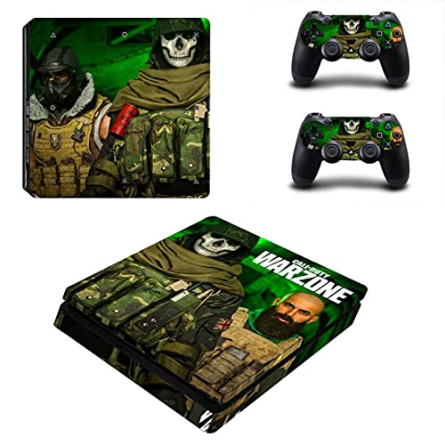 Kompatibel mit PlayStation 4 Slim Call of Duty Warzone Konsole Skin Wrap Aufkleber Vinyl Aufkleber Frontplatte Konsole und 2 Controller Schutzhülle für PS4 Slim von Supreme Skinz