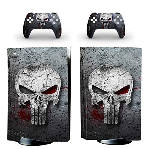 PlayStation 5 Disc Edition The Punisher Skull Grey Console Skin, Decal, Vinyl, Sticker, Faceplate - Console and 2 Controllers - Protective Cover New PS5 DISC von Supreme Skinz