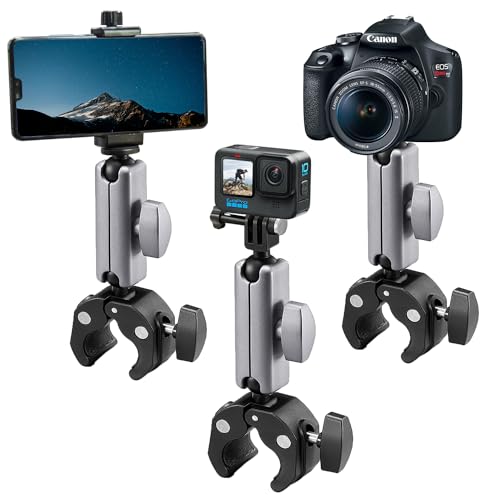 Suptig Kamera-Halterung, Super-Klemme, Stangenhalterung Kompatibilität für Gopro Hero 13 Hero 12 11 10 9 8 7 6 5, Insta 360, Phon, Canon Nikon DSLR usw. von Suptig