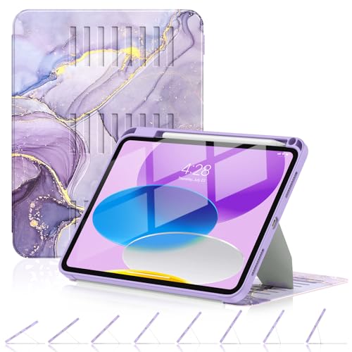 Supveco Schutzhülle für iPad (A16) 11. Generation 27,9 cm (11 Zoll) (2025) und iPad 10. Generation (2022) mit Stifthalter, mehrfarbiger, starker magnetischer Ständer, mit weichem TPU-Rundumschutz von Supveco