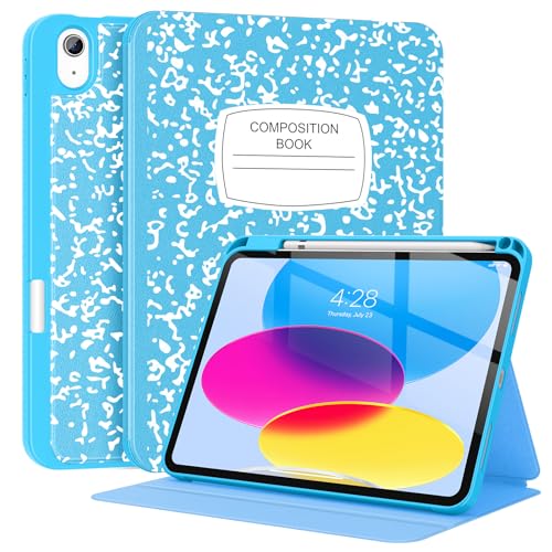Supveco Schutzhülle für iPad 10. Generation 10,9 Zoll 2022 mit Stifthalter, unterstützt Apple Pencil 1. Generation + automatische Wake-/Sleep-Funktion, Premium-Folio-Ständer mit weicher TPU-Rückseite von Supveco