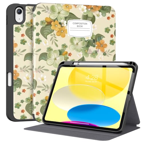 Supveco Schutzhülle für iPad 10. Generation 2022 mit Stifthalter, unterstützt Apple Pencil 1. Generation + automatische Wake-/Sleep-Funktion, Premium-Folio-Schutzhülle mit weicher TPU-Rückseite, für von Supveco
