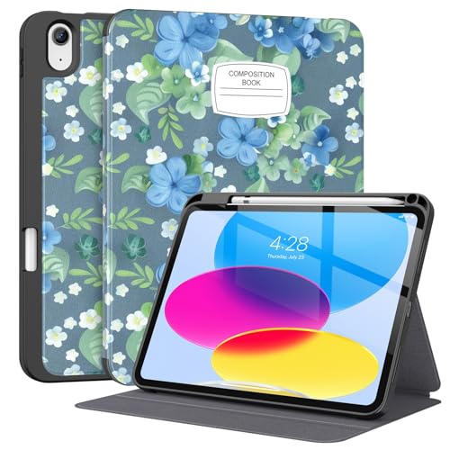 Supveco Schutzhülle für iPad 10. Generation 2022 mit Stifthalter, unterstützt Apple Pencil 1. Generation + automatische Wake-/Sleep-Funktion, Premium-Folio-Schutzhülle mit weicher TPU-Rückseite, für von Supveco