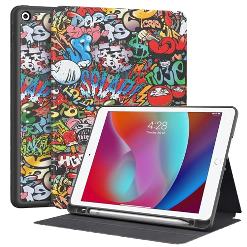 Supveco Schutzhülle für iPad 9. / 8. / 7. Generation 25,9 cm (10,2 Zoll) (Modell 2021/2020/2019) mit Stifthalter, Premium-Folio-Ständer mit automatischer Wake/Sleep-Funktion, weiche TPU-Rückschale für von Supveco