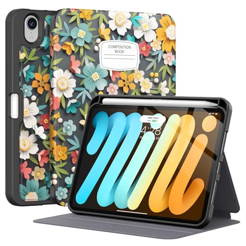 Supveco Schutzhülle für iPad Mini 6, 21,1 cm (8,3 Zoll), 2021, mit Stifthalter, Apple Pencil Aufladen + automatische Wake-/Sleep-Funktion, schlanke Schutzhülle mit weicher TPU-Rückseite, für iPad Mini von Supveco