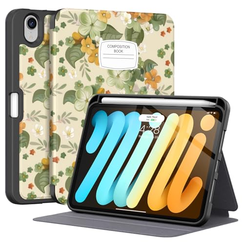 Supveco Schutzhülle für iPad Mini 6, 21,1 cm (8,3 Zoll), 2021, mit Stifthalter, Apple Pencil Aufladen + automatische Wake-/Sleep-Funktion, schlanke Schutzhülle mit weicher TPU-Rückseite, für iPad Mini von Supveco