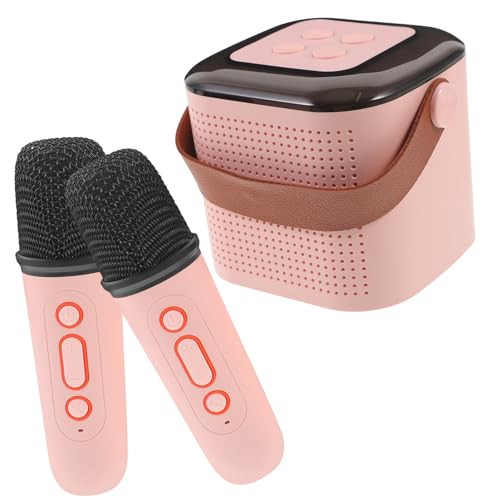 Supvox 1 Satz tragbarer Mikrofonlautsprecher klein winzig Miniatur Blau Familie Mini Karaoke-Lautsprecher mit Mikrofon Tragbares Mikrofon- und Lautsprechersystem Abs Rosa von Supvox