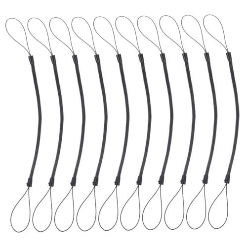 Supvox 10 Stück Handyriemen Kabel mit Handy, Mobiltelefon hängendes Schlüsselband Federseil für Stylus-Stift Stifthalter Anti verlorenes Seil Plastik Black von Supvox