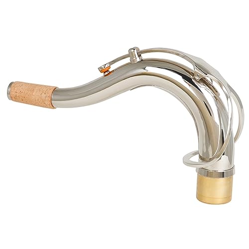 Supvox Saxophonhalsröhre Sax Hals Saxophonhals-Ersatz Nacken Saxophon-Ersatzhals Saxophonhals aus Messing Tenorsaxophonhals Alt Saxaphon Saxophon gebogener Hals versilbertes Messing von Supvox