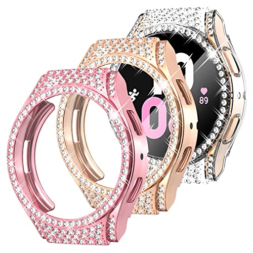 OLKIEQZ Surace Soft TPU Case for Galaxy Watch 5 & Galaxy Watch 4 40mm Screen Protector Case, Bling Crystal Diamond Protective Bumper von Surace