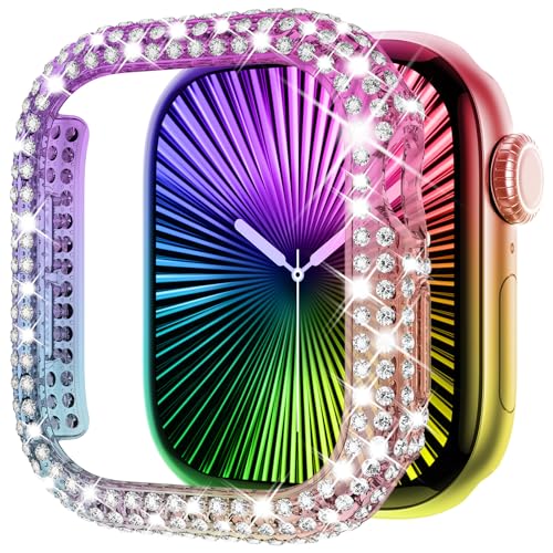Surace Bling Bumper Case Kompatibel mit Apple Watch Series 10 42mm Hülle, Kristall Diamant Strass Schutzhülle Face Cover für iWatch 10 42mm, Regenbogen von Surace