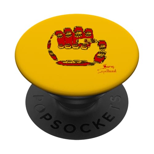 Rebel Rock Fist Fraktal Strike One PopSockets Klebender PopGrip von Suraj Synth Merch