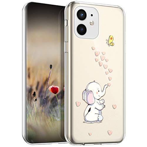 Klar Silikon Hülle für iPhone 12 Mini Handyhülle Hülle,Blumen Muster Frauen Dünne Weiche Transparent TPU Silikon Handy Hülle Schutzhülle Case Crystal Clear Hülle für iPhone 12 Mini,Elefant von Surakey