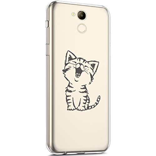 kompatibel mit Huawei Honor 6C Pro Hülle,Transparent TPU Silikon Handyhülle Schutzhülle mit Niedlich Muster Ultra Dünn Silikon TPU Bumper Rückschale Case Cover für Huawei Honor 6C Pro,fröhliche Katze von Surakey