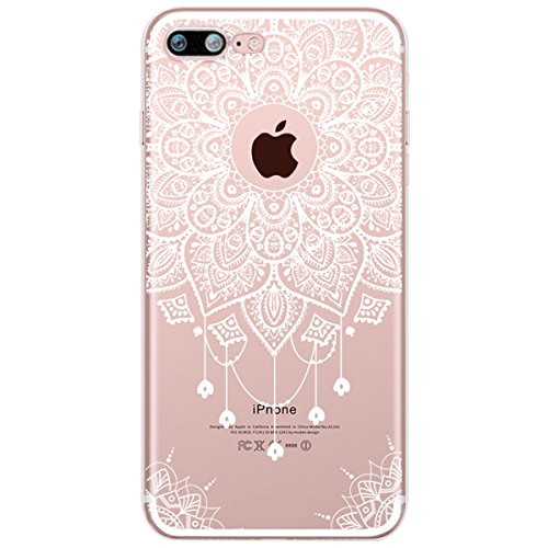 kompatibel mit iPhone 8 Hülle,iPhone 7 Hülle,iPhone 7 8 Crystal Clear Silikon Hülle TPU Case Schutzhülle Case Durchsichtig,Henna Mandala Blumen Muster TPU Handyhülle,Mandala#5 von Surakey