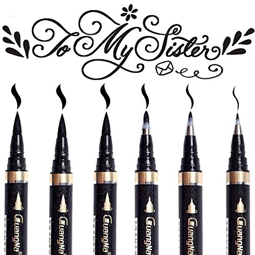 Surcotto Handlettering stifte, 6pcs Brush Pen Set, Bullet journal zubehör für Anfänger, Kaligraphie stifte für Handlettering, Schwarz (4 Größen) - nachfüllbar von Surcotto