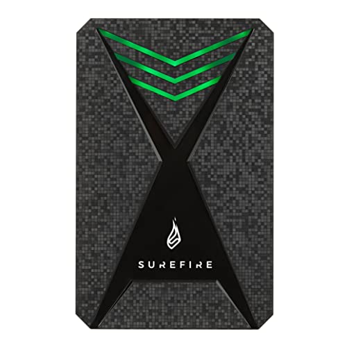 SureFire 2.5 Gaming Hard Drive, 2 TB, schwarz, Externe HDD Festplatte, USB-C Adapter, Windows & MacOSx, LED RGB Beleuchtung, Lesegeschwindigkeiten bis zu 140MB/s, PC & Playstation & Xbox von SureFire