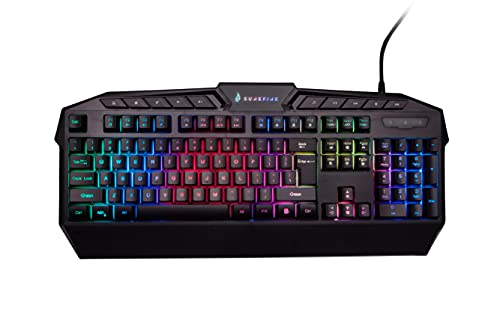 SureFire Kingpin Gaming Tastatur, Gaming Multimedia Keyboard mit programmierbarer LED-Hintergrundbeleuchtung, RGB-Tastatur mit USB-Kabel, 25 Anti-Ghosting-Tasten, QWERTY-Layout Englisch von SureFire