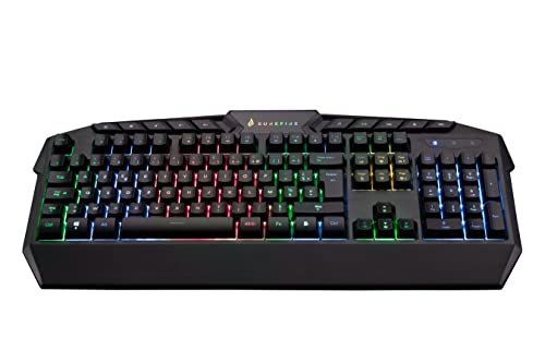 SureFire Kingpin Gaming Tastatur Französisch I Gaming Multimedia Keyboard mit LED-Hintergrundbeleuchtung I RGB-Tastatur mit USB-Kabel I 25 Anti-Ghosting-Tasten I französisches Layout AZERTY von SureFire