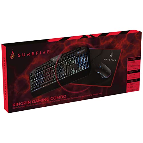 SureFire Kingpin Kombi-Set RGB-Tastatur MIT 7-Tasten-Maus UND MAUSPAD, ITALIENISCH SureFire Kingpin Kombi-Set RGB-Tastatur MIT 7-Tasten-Maus UND MAUSPAD, ITALIENISCH von SureFire
