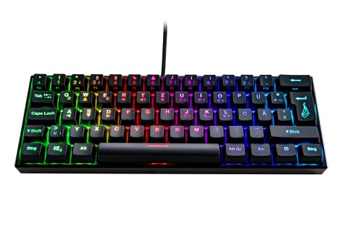 SureFire Kingpin M1 60% Mechanische Gaming Tastatur Deutsch, Gaming Multimedia Keyboard klein & mobil, RGB-Tastatur mit Beleuchtung, 100% Anti-Ghosting-Tasten, deutsches Layout QWERTZ von SureFire