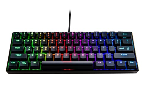 SureFire Kingpin M1 60% Mechanische Gaming Tastatur Englisch, Gaming Multimedia Keyboard klein & mobil, RGB-Tastatur mit Beleuchtung, 100% Anti-Ghosting-Tasten, englisches Layout QWERTY von SureFire