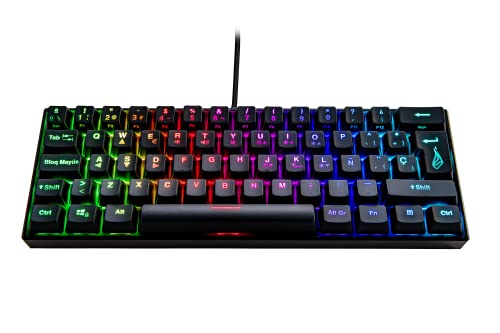SureFire Kingpin M1 60% Mechanische Gaming Tastatur Spanisch, Gaming Multimedia Keyboard klein & mobil, RGB-Tastatur mit Beleuchtung, 100% Anti-Ghosting-Tasten, spanisches Layout QWERTY von SureFire