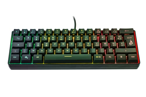 SureFire Kingpin X1 60% Gaming Tastatur French, Gaming Multimedia Keyboard klein & mobil, RGB-Tastatur mit Beleuchtung, 25 Anti-Ghosting-Tasten, französisches Layout AZERTY von SureFire