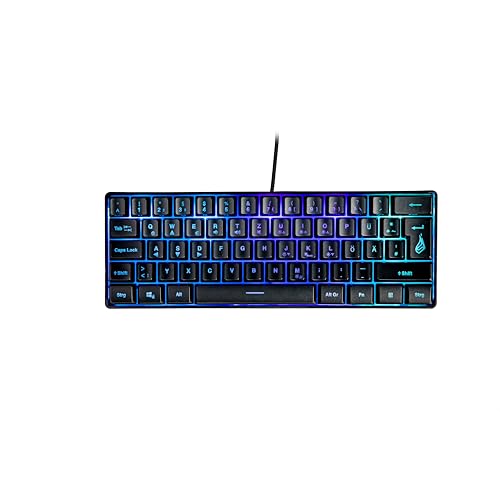 SureFire Kingpin X1 60% Gaming Tastatur German, Gaming Multimedia Keyboard klein & mobil, RGB-Tastatur mit Beleuchtung, 25 Anti-Ghosting-Tasten, deutsches Layout QWERTZ von SureFire