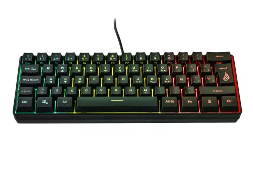 SureFire Kingpin X1 60% Gaming Tastatur Spanish, Gaming Multimedia Keyboard klein & mobil, RGB-Tastatur mit Beleuchtung, 25 Anti-Ghosting-Tasten, spanisches Layout QWERTY SureFire Kingpin X1 60% Gaming Tastatur Spanish, Gaming Multimedia Keyboard klein & mobil, RGB-Tastatur mit Beleuchtung, 25 Anti-Ghosting-Tasten, spanisches Layout QWERTY von SureFire