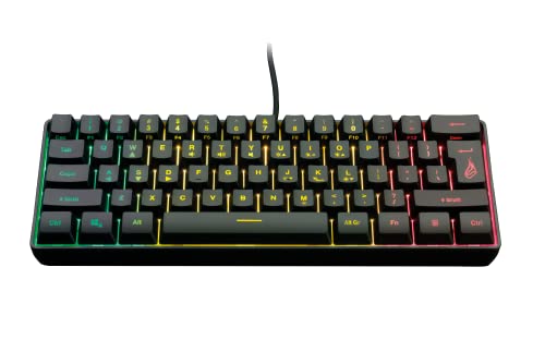 SureFire Kingpin X1 60% Gaming Tastatur US English, Gaming Multimedia Keyboard klein & mobil, RGB-Tastatur mit Beleuchtung, 25 Anti-Ghosting-Tasten, amerikanisches Layout QWERTY von SureFire