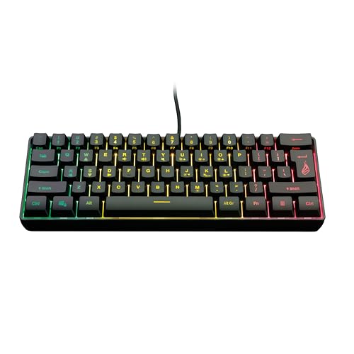 SureFire Kingpin X1 60% Gaming Tastatur US English, Gaming Multimedia Keyboard klein & mobil, RGB-Tastatur mit Beleuchtung, 25 Anti-Ghosting-Tasten, amerikanisches Layout QWERTY von SureFire