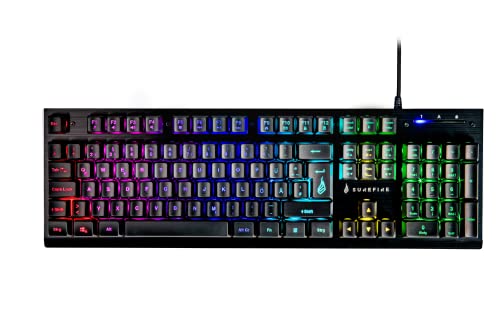 SureFire Kingpin X2 Gaming Tastatur Deutsch, Gaming Multimedia Keyboard mit Beleuchtung, RGB-Tastatur mit Aluminium-Frontplatte, 25 Anti-Ghosting-Tasten, deutsches Layout QWERTZ von SureFire