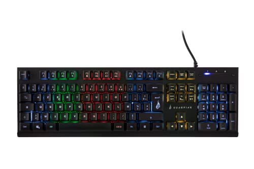 SureFire Kingpin X2 Gaming Tastatur Französisch, Gaming Multimedia Keyboard mit Beleuchtung, RGB-Tastatur mit Aluminium-Frontplatte, 25 Anti-Ghosting-Tasten, französisches Layout AZERTY von SureFire