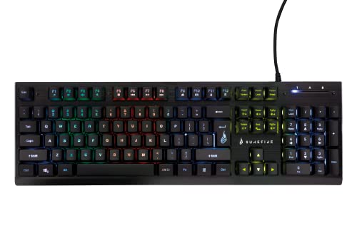 SureFire Kingpin X2 Gaming Tastatur US Englisch, Gaming Multimedia Keyboard mit Beleuchtung, RGB-Tastatur mit Aluminium-Frontplatte, 25 Anti-Ghosting-Tasten, amerikanisches Layout QWERTY von SureFire