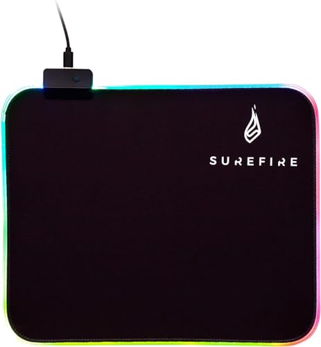 SureFire Silent Flight RGB-320 Gaming Mauspad, 320 mm x 260 mm x 3 mm, RGB Mauspad Gaming, wasserabweisend und rutschfest, Mikrotextur-Stoffoberfläche, Gaming Zubehör, Gaming Unterlage von SureFire